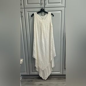 Chico’s Dress Lovely Lace Angled Hem Sleeveless Cream Color Sz 1 NWOT Formal